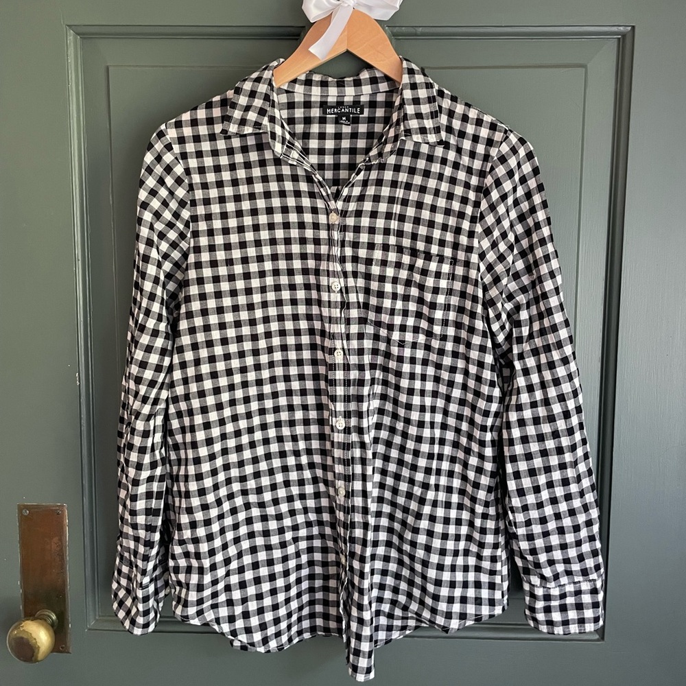 J. Crew Black and White Checkered Shirt